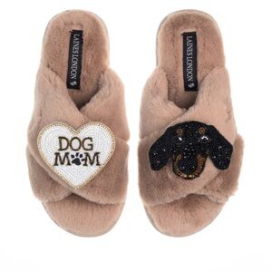 Tan 'Dog Mom' Slippers